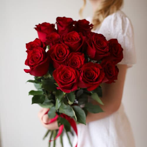 Красные розы в ленту (15 шт) №1040 - Фото 25