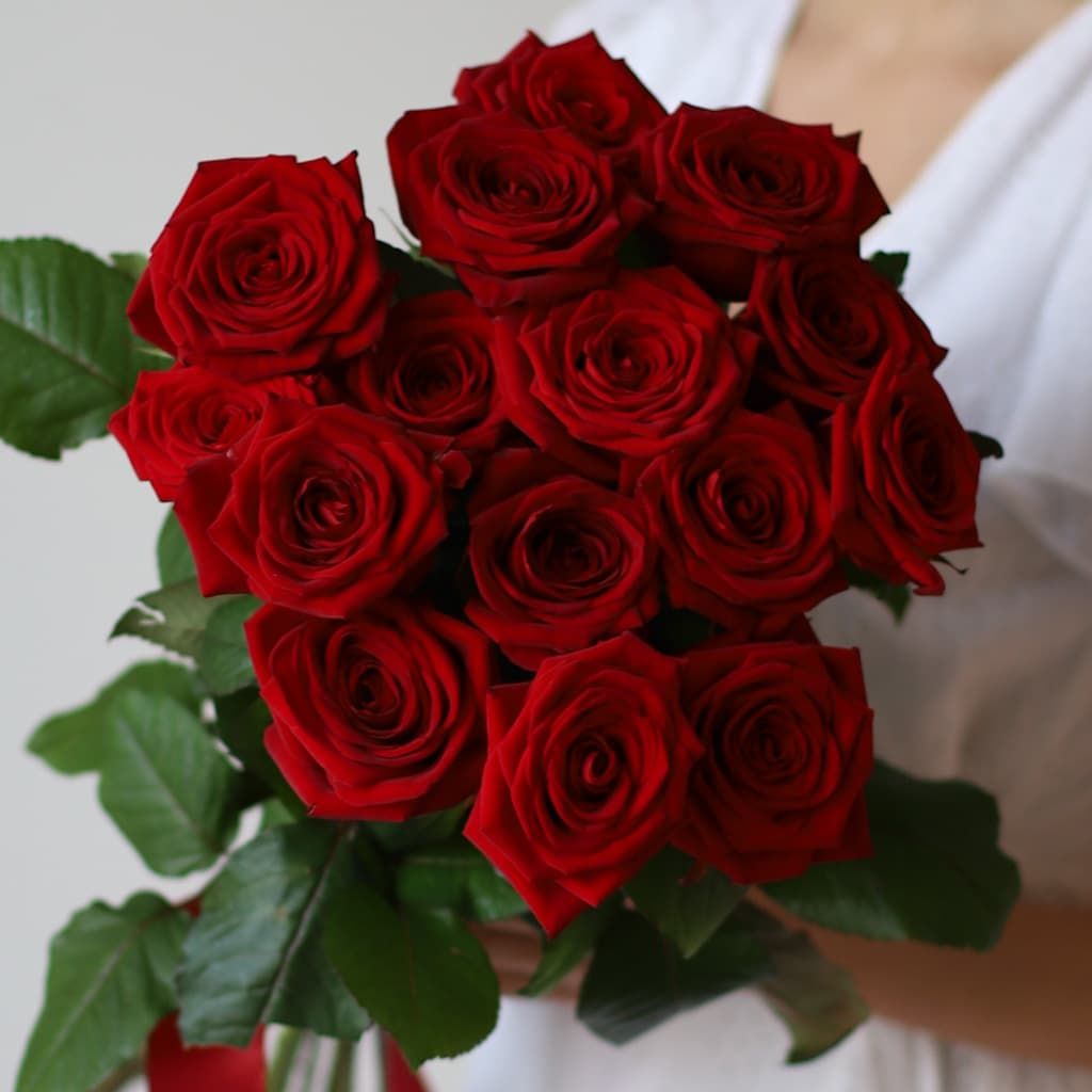Красные розы в ленту (15 шт) №1548 - Фото 34