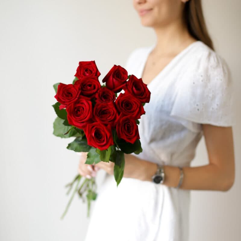 Красные розы в ленту (Россия, 11 шт) №1741 - Фото 11