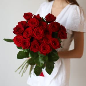 Красные розы в ленту (Россия, 21 шт) №1109 - Фото 3