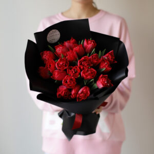 Красные тюльпаны в оформлении (21 шт) №1864 - Фото 4