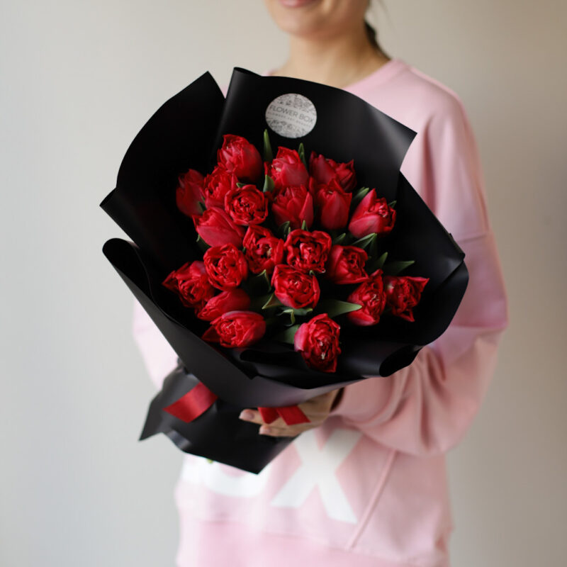 Красные тюльпаны в оформлении (21 шт) №1864 - Фото 37
