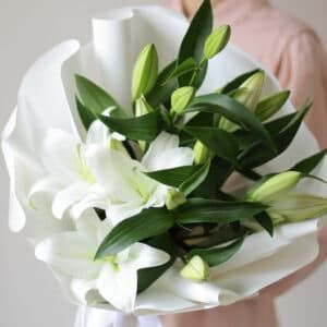 Лилии в белом оформлении №1633 - Фото 4