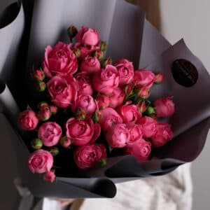 Монобукет из кустовых пионовидных роз (7 шт) №1207 - Фото 4