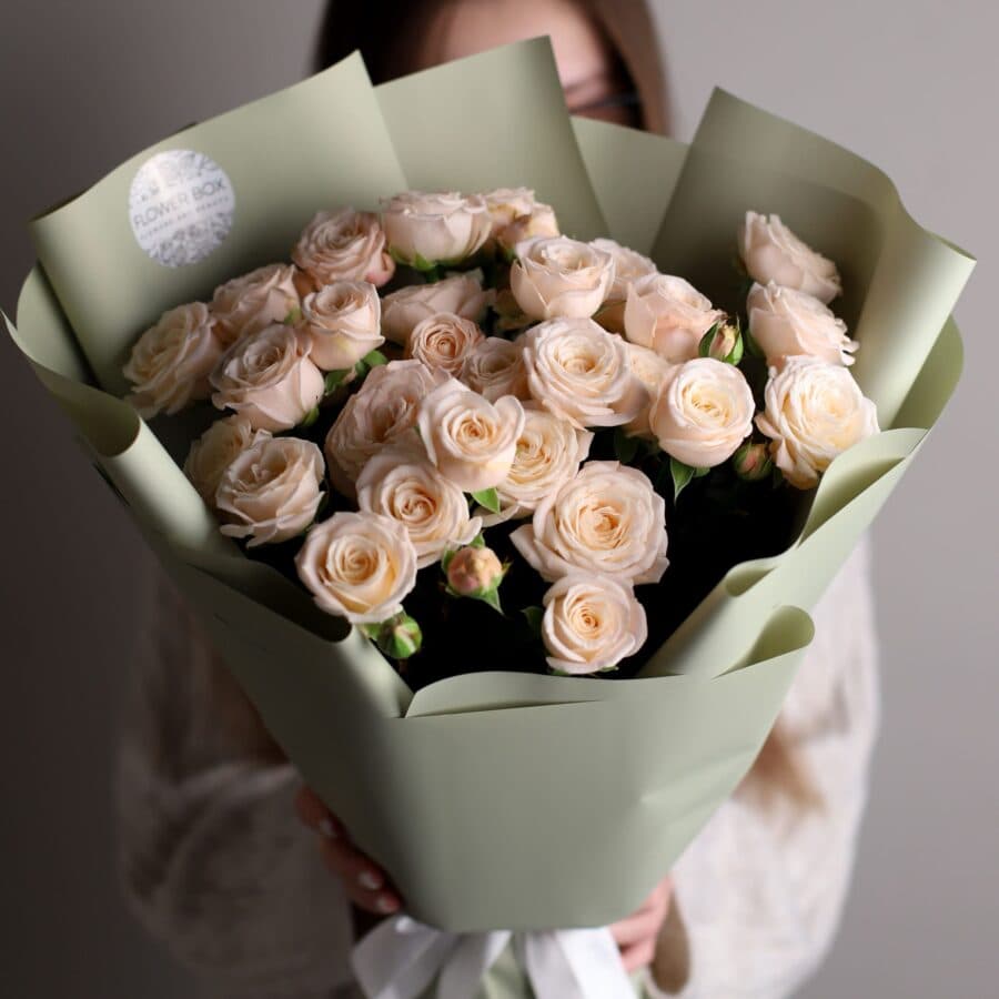 Монобукет из кустовых пионовидных роз (7 шт) №1208 - Фото 1