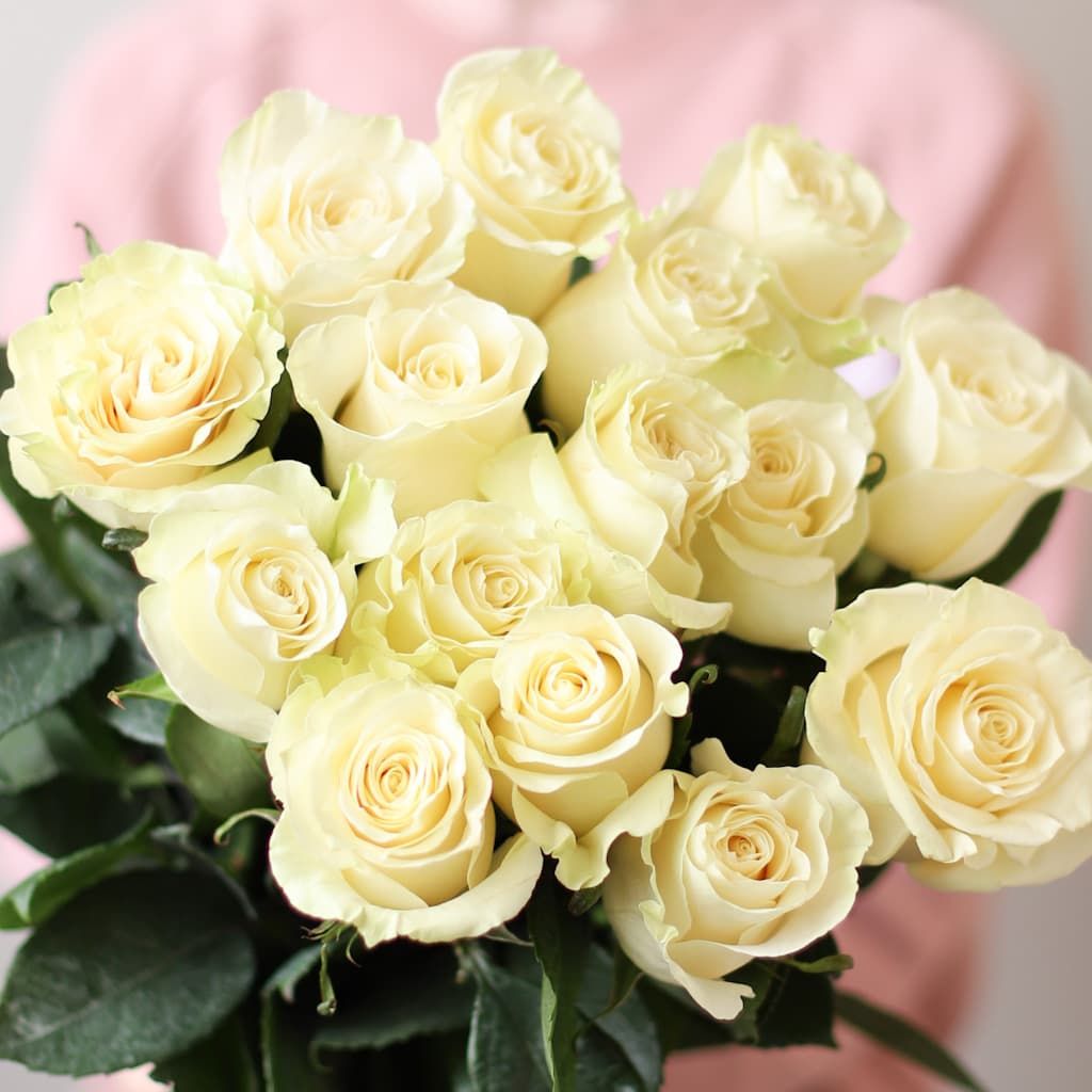 Белые розы в ленту (15 шт) №1345 - Фото 2