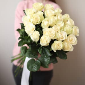 Белые розы в ленту (25 шт) №1346 - Фото 3