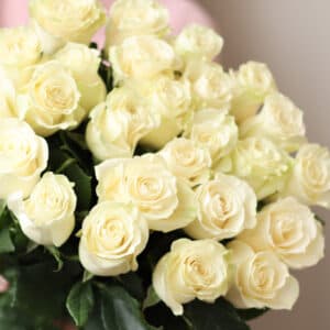 Белые розы в ленту (25 шт) №1346 - Фото 4