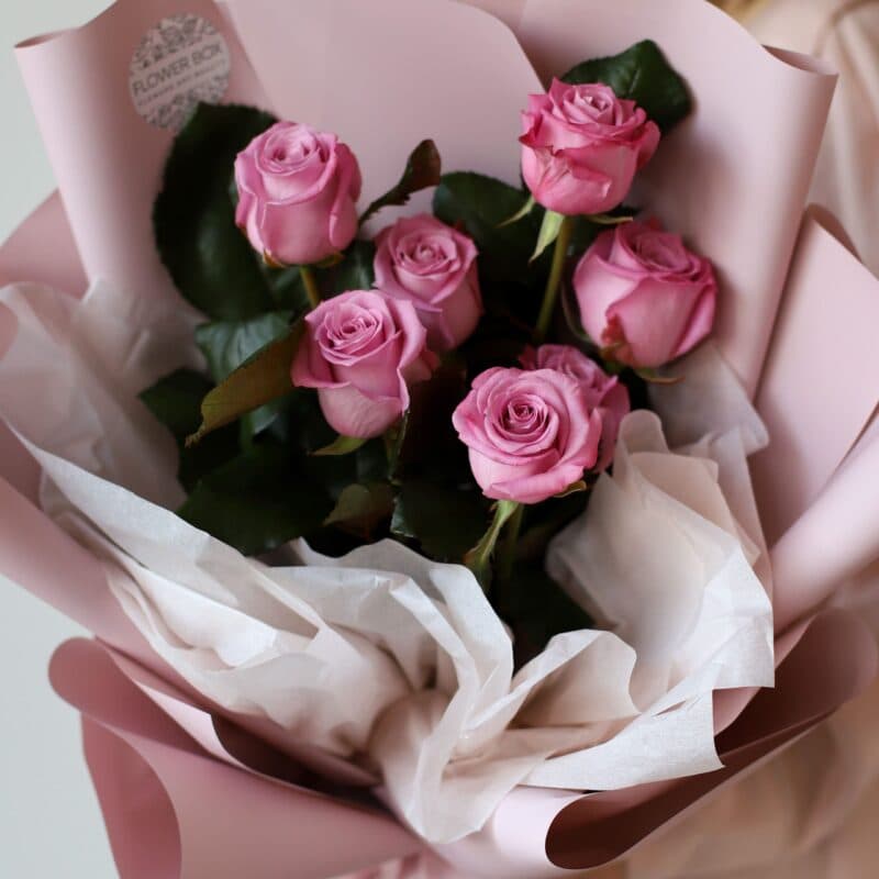 Монобукет из роз в корейском стиле (7шт) №1263 - Фото 2