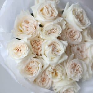 Пионовидные розы White O`hara в воздушном оформлении (21 шт) №1188 - Фото 4