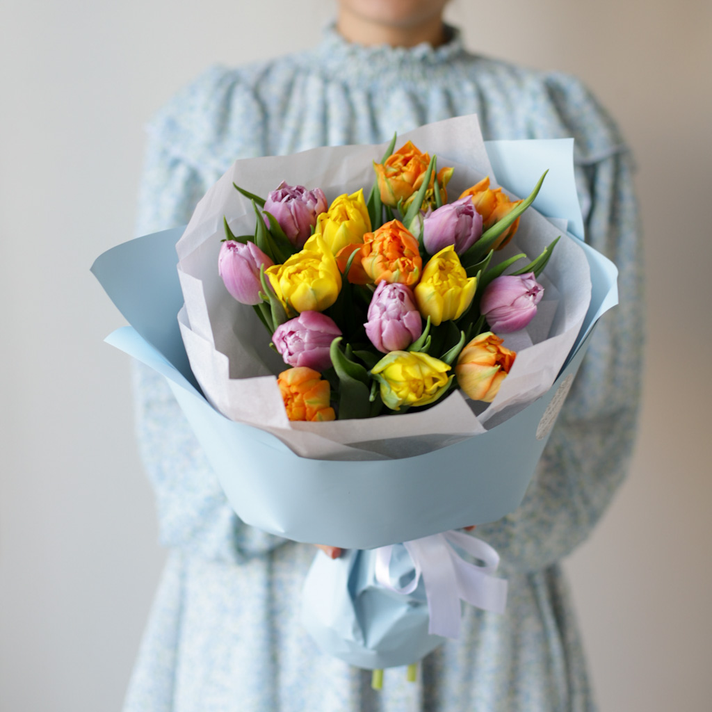 Нежный микс махровых тюльпанов (15 шт) №1861 - Фото 34
