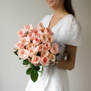 Розовые розы в ленту (Россия, 21 шт) №1735 - Фото 3