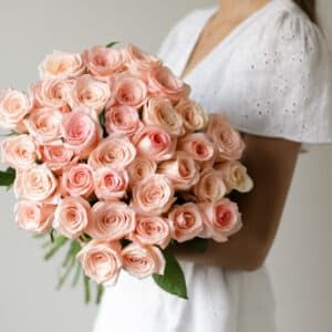 Розовые розы в ленту (Россия, 35 шт) №1739 - Фото 4