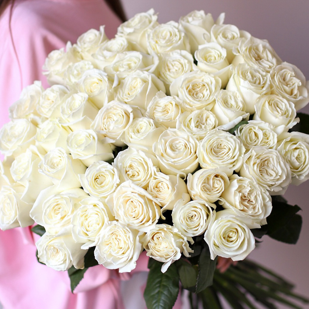 Розы белые в ленту (51 шт) №1900 - Фото 54