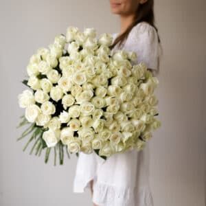 Розы белые в ленту (Россия, 101 шт) №1729 - Фото 3