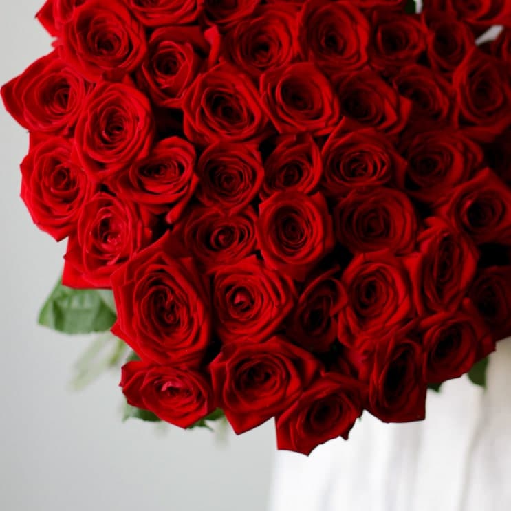 Розы красные российские в ленту (51 шт) №1725 - Фото 2