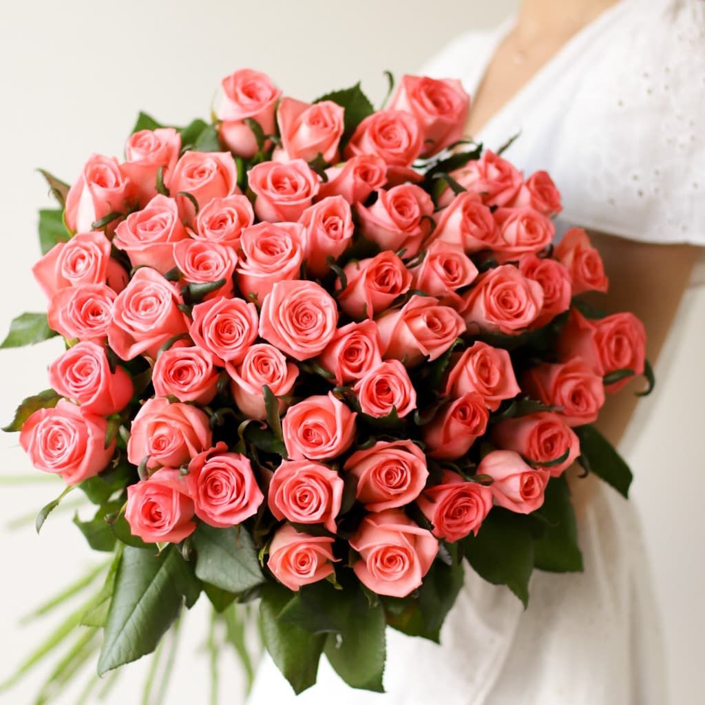 Розы ярко-розовые российские в ленту (51 шт) №1733 - Фото 2