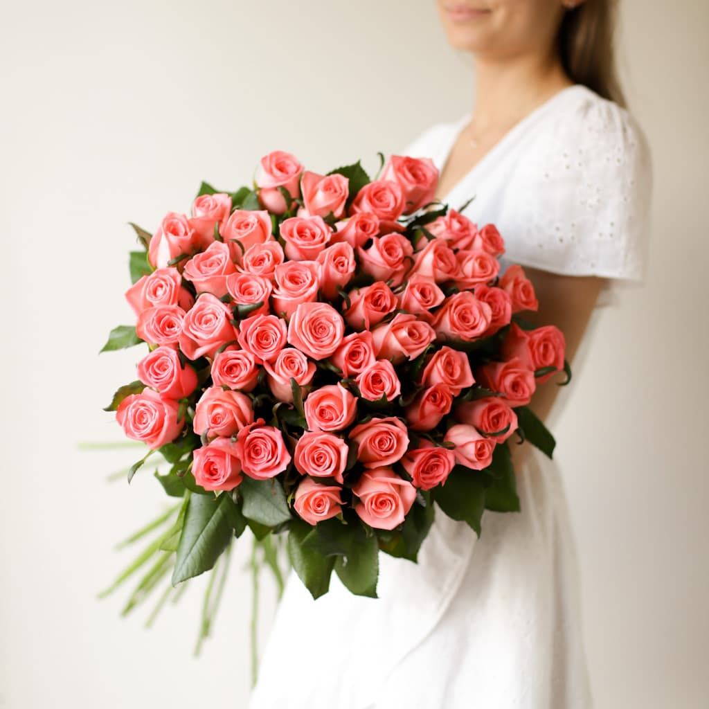 Розы ярко-розовые российские в ленту (51 шт) №1733 - Фото 1