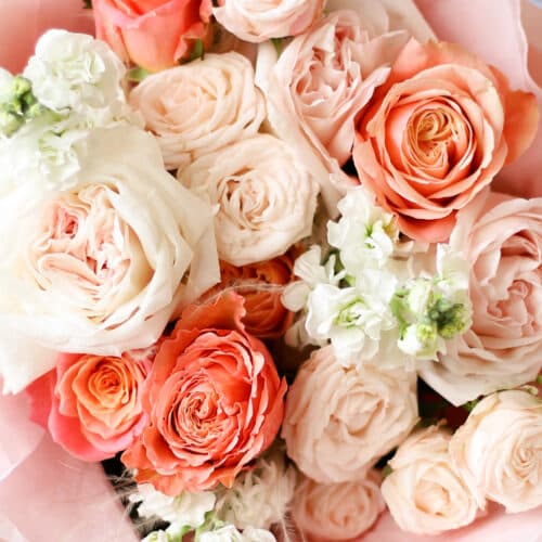 Сборный букет с маттиолой и пионовидными розами №1353 - Фото 130