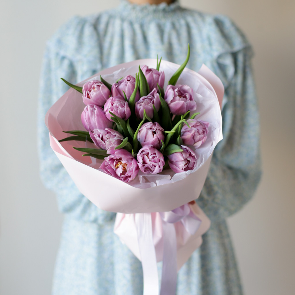 Сиреневые махровые тюльпаны (13 шт) №1860 - Фото 18