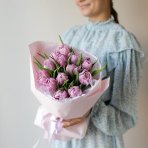 Сиреневые махровые тюльпаны (13 шт) №1860 - Фото 3