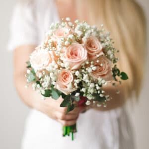 Свадебный букет c гипсофилой  и розами №1673 - Фото 4
