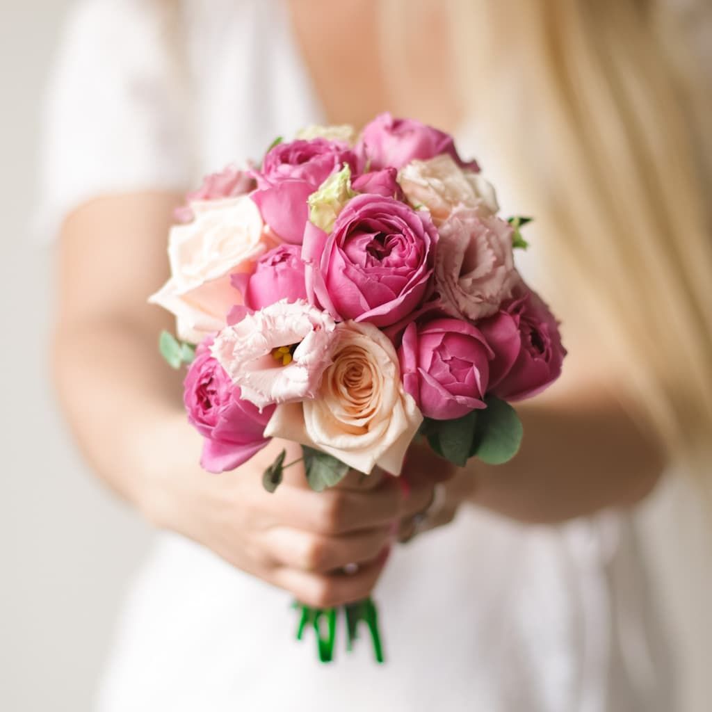 Свадебный яркий букет  в розовых тонах №1674 - Фото 6