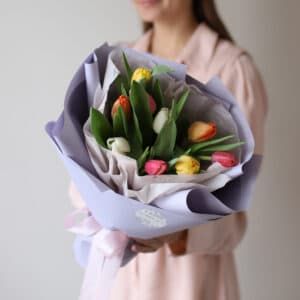Тюльпаны голландские в оформлении (9 шт) №1602 - Фото 4