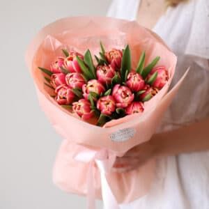Яркие тюльпаны в нежном оформлении (15 шт) №1562 - Фото 3
