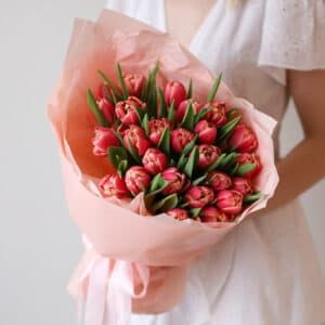 Яркие тюльпаны в нежном оформлении (25 шт) №1560 - Фото 3